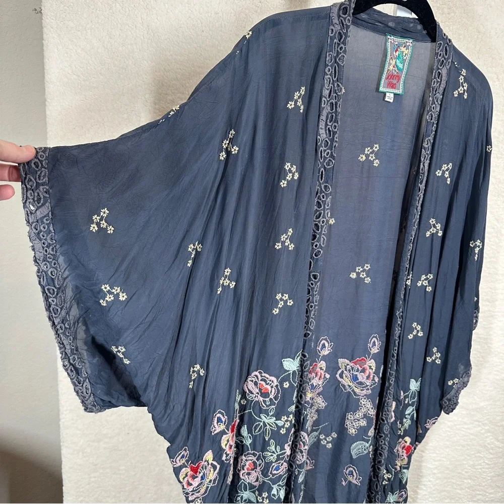 Johnny Was Blue Floral Kimono - Picture 9 of 11